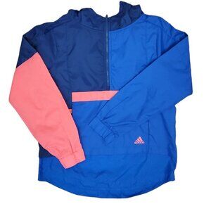 💎155 Adidas Youth Windbreaker Hoodie Track Jacket Mesh Reflective Accent
